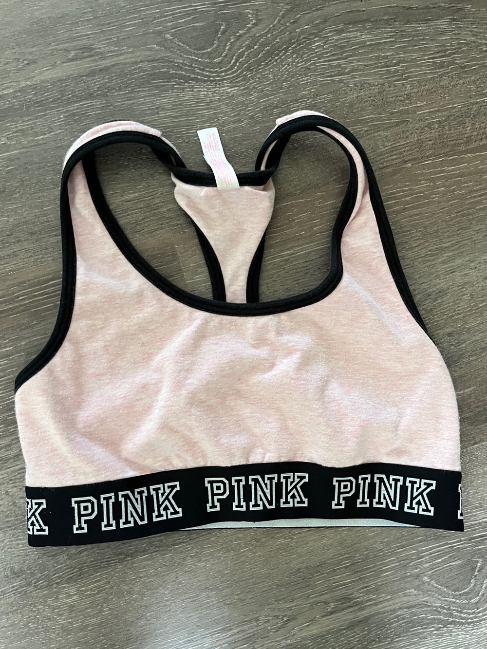 Victoria's Secret PINK Light Pink with Black Trim Racerback Bra